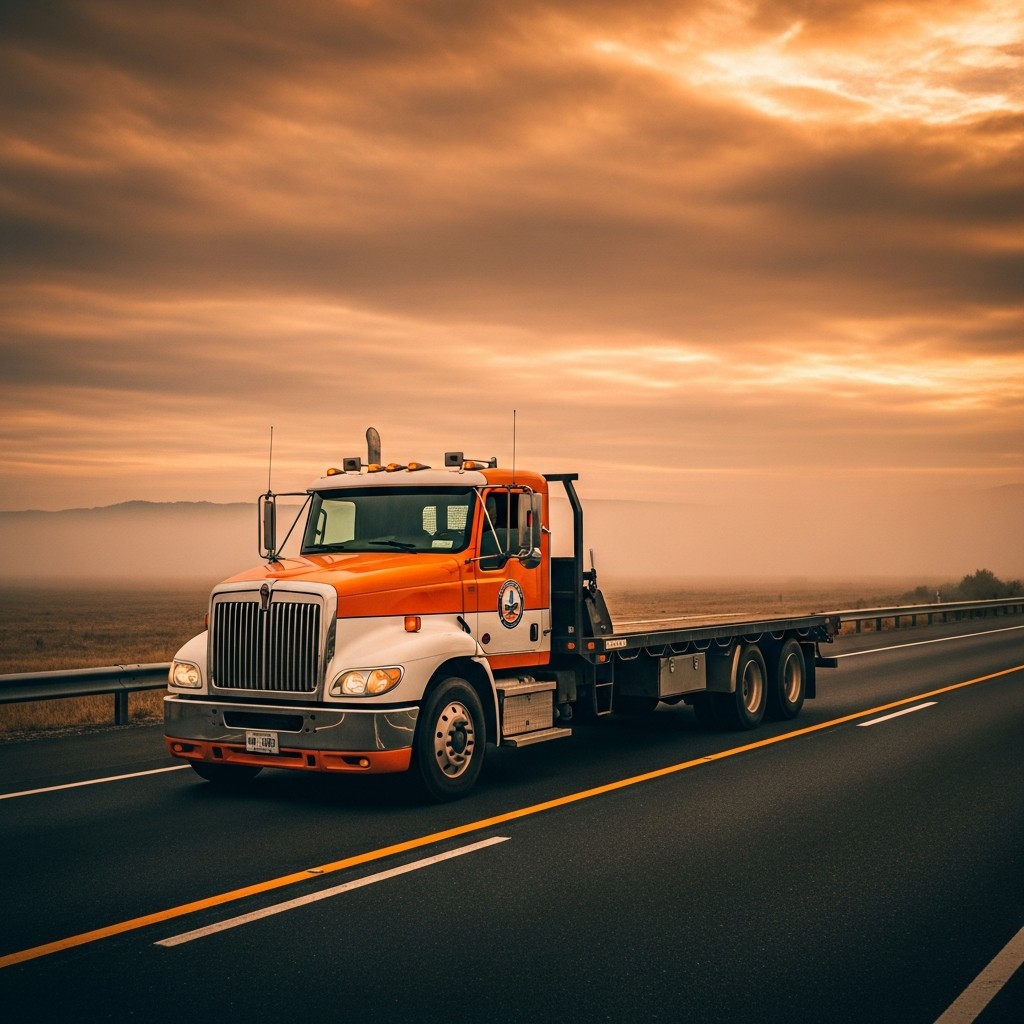 Flatbed truck on the highway