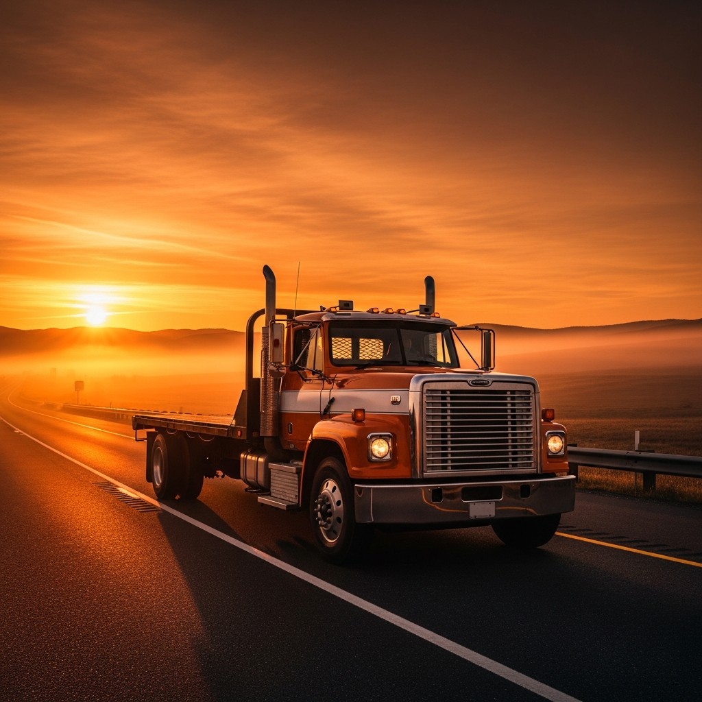 Flatbed truck on the highway